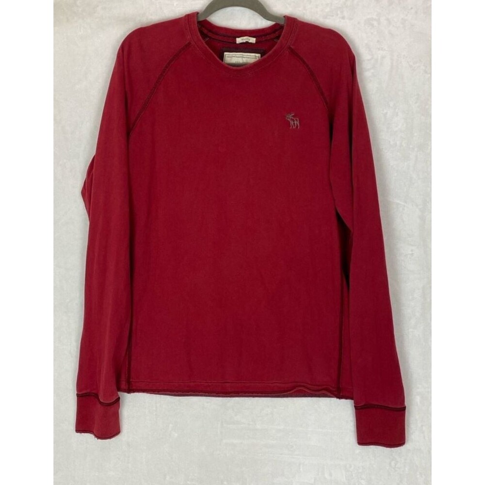 Abercrombie & Fitch Muscle Fit Long Sleeve Raglan Crewneck Shirt Red XL Y2K